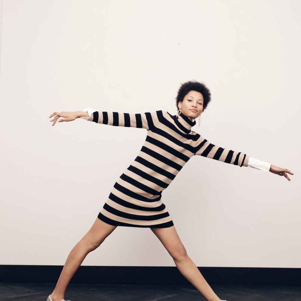 J crew striped turtleneck dress
